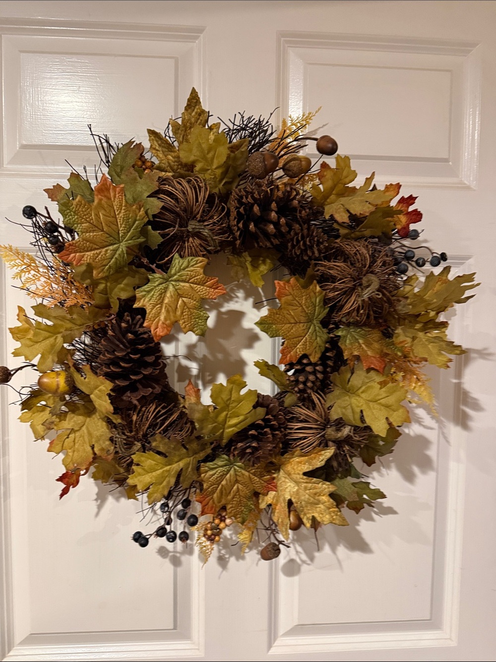 Harvest Pinecone & Maple Wreath - Gold, Brown, Green and Pumpkins